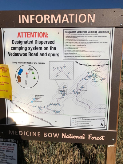 Medicine Bow National Forest Vedauwoo Dispersed Camping Sign, Wyoming